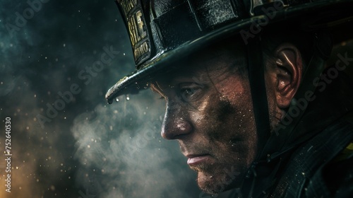 Closeup portrait of a male firefighter