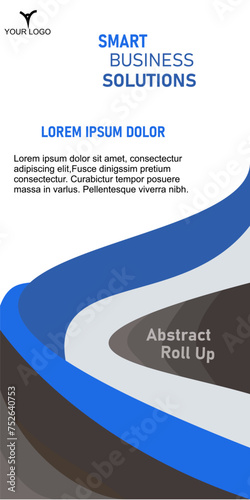 Banner roll-up design, business concept. Graphic template roll-up for exhibitions, banner for seminar. Universal stand for conference, promo banner vector background.
