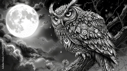 Wallpaper Mural Enchanting owl illustration, generative ai Torontodigital.ca