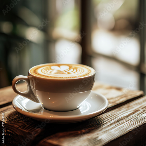 Web banner of coffee cappuccino with latte art