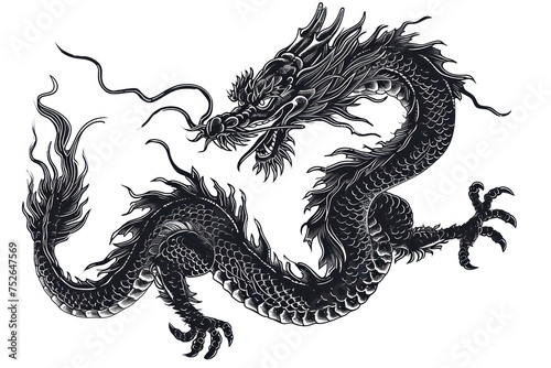 Tatton design of Chinese zodiac dragon as the mythical animal in Eastern Asia culture. © rabbit75_fot