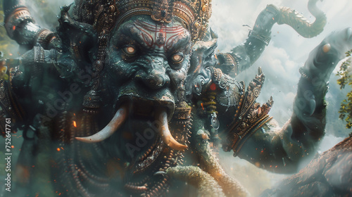 Through the lens of an old camera a Naga deity is seen challenging a malevolent gods might(3)