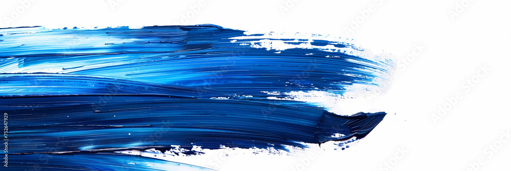 a blue paint brush stroke isolated on a white background