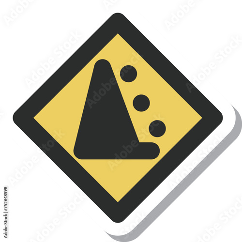 ミニ標識のステッカー単品イラスト　落石のおそれあり