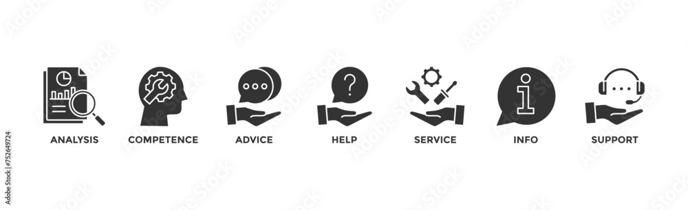 Problem solving banner web icon vector illustration concept with icon ...