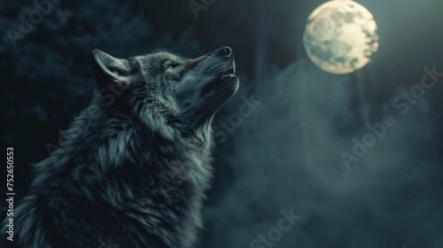 Mysterious wolf illustration generative ai