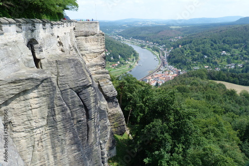 Mauern auf Felsen auf der Festung Königstein in der Sächsischen Schweiz photo