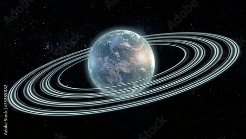 Fototapeta Naklejka Na Ścianę i Meble -  3d rendering of Rings around exoplanets
