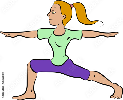woman in yoga posture standing with arms outstretched