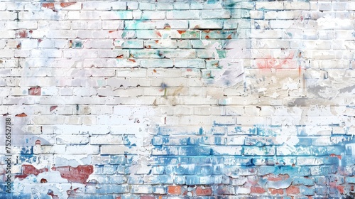 Full frame image of old painted of multifcolor brick wall for wallpaper or background