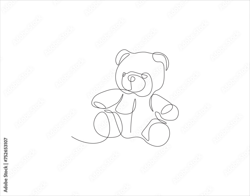 Continuous Line Drawing Of Teddy Bear. One Line Of Teddy Bear. Doll Continuous Line Art. Editable Outline. Continuous Line Drawing Of Teddy Bear. One Line Of Teddy Bear. Doll Continuous Line Art. Editable Outline.