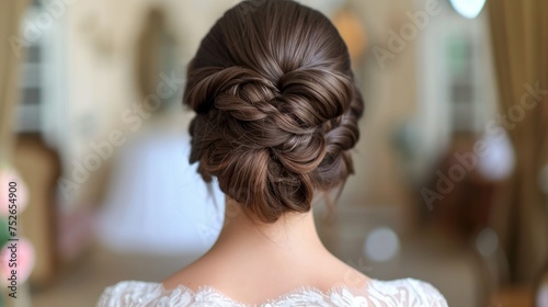 bride bridal bun hairstyle generative ai photo
