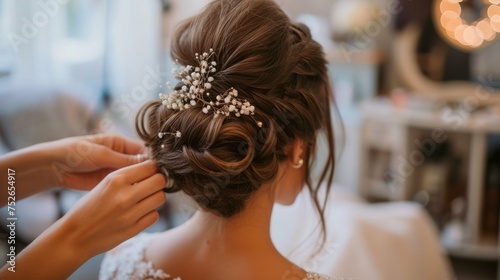 bride bridal bun hairstyle generative ai