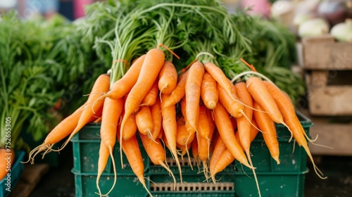 bunch of fresh carrots in a market generative ai