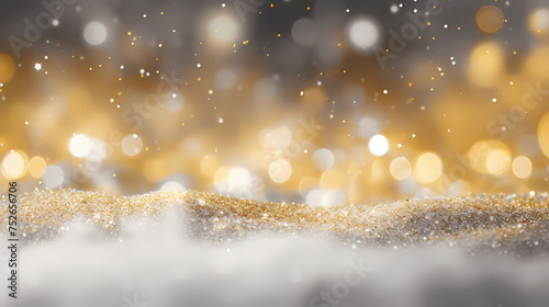 Abstract glitter silver and gold lights background focus © xuan