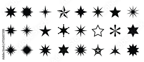 Stars collection hand drawn sparkling  Flat sparkling star collection  Hand drawn stars silhouette vector  different style stars and mixed models vector illustration