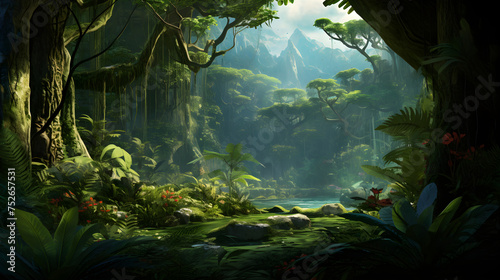 Verdant Panorama: A Captivating Render of an Untouched CG Jungle.