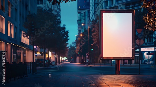 Fototapeta Naklejka Na Ścianę i Meble -  Blank billboard on night street