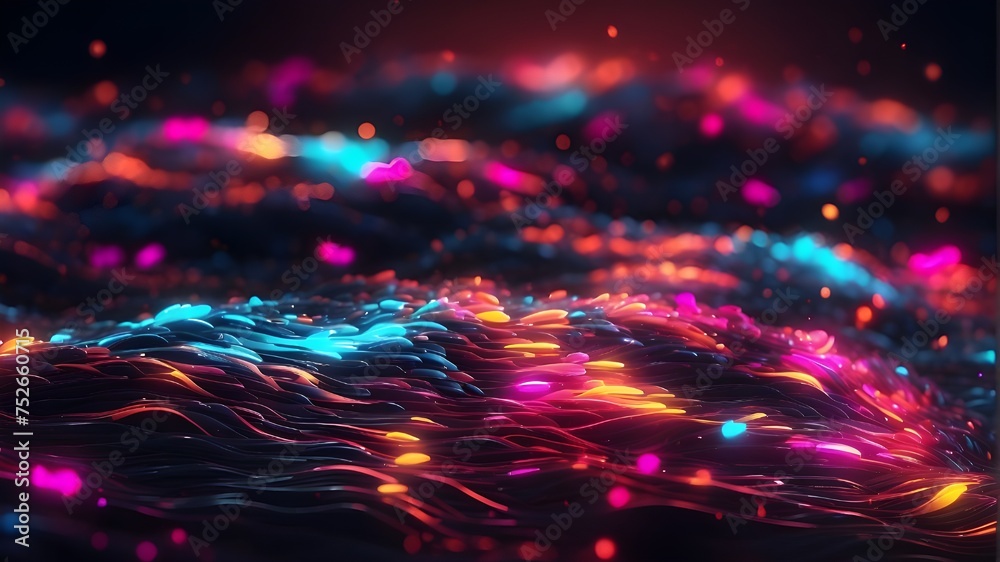wallpaper with waves in shades of red and blue. Neon Waves Crashing: An Abstracted Colorful Ode to the Monthly Full Moon Generative AI, Data science, and Art