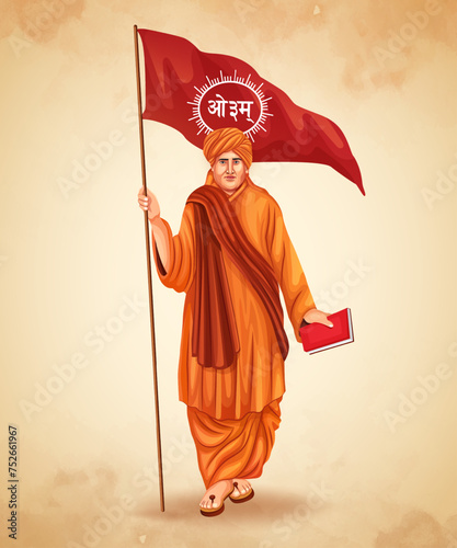Vector illustration concept of Maharshi Dayananda Saraswati Jayanti. Founder of the Arya Samaj