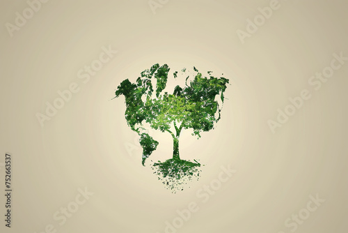 Tree shaped world map symbolizing environmental awareness