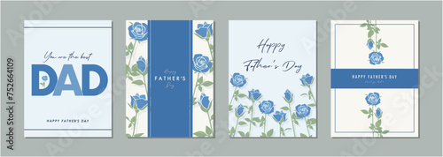 父の日　father's day　バラ　素材セット　フレーム　背景　ベクターイラスト　シンプル　おしゃれ