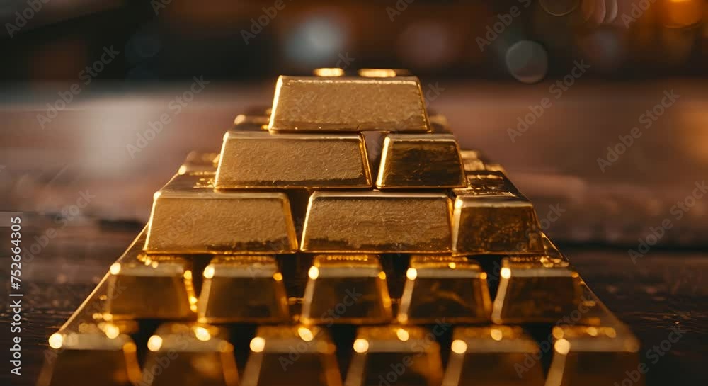 Gold bullion bars arranged as a graph showing financial growth Gold bullion bars arranged as a graph showing financial growth