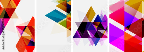 Colorful bright triangles with various colors and transparencies. Vector illustration For Wallpaper  Banner  Background  Card  Book Illustration  landing page