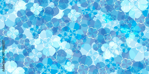 青い四葉のクローバーの背景イラスト