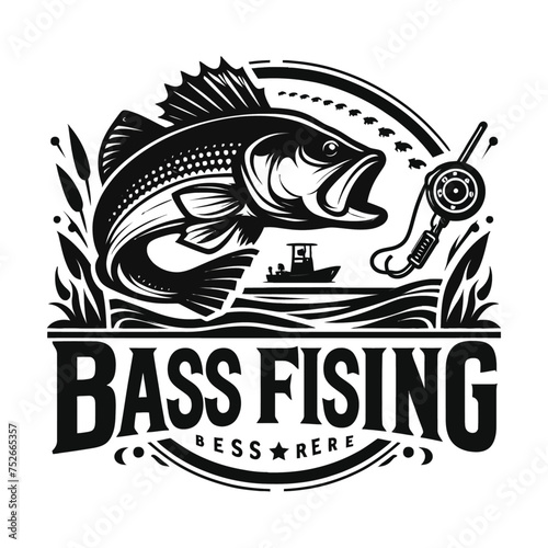 Big bass fish vector logo for t shirt design