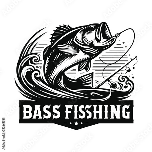Big bass fish vector logo for t shirt design