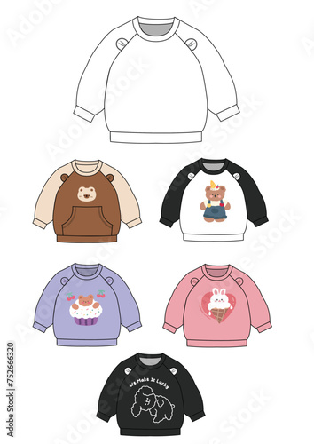  fashion design template, fashion design sweater kid template, vector sketch, sweater vector, Korea style jacket