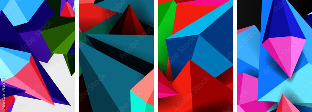 Triangle abstract concepts poster set with geometric minimal designs Triangle abstract concepts poster set with geometric minimal designs