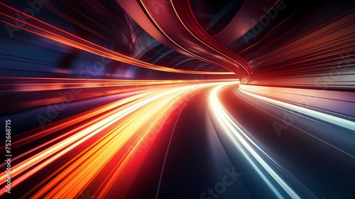 High-speed tunnel with dynamic light trails