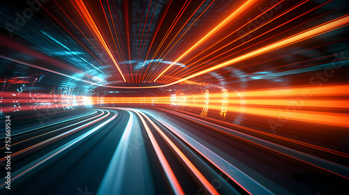 High-speed tunnel with dynamic light trails