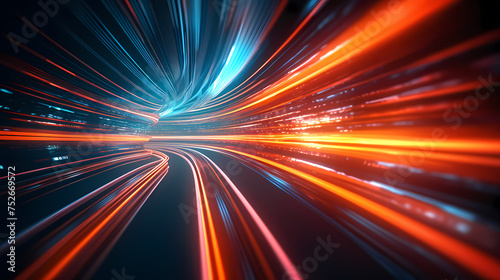 High-speed tunnel with dynamic light trails © xuan