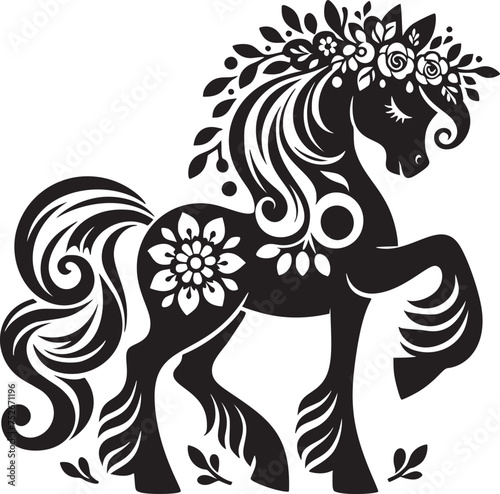Floral Crowned Cartoon Horse