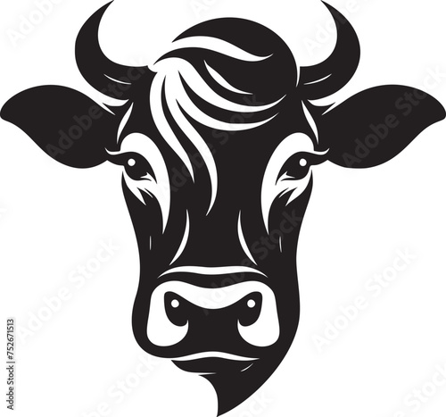 Minimalist Black and White Cow Face Vector Art