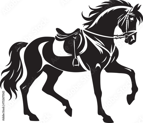 Joyful Equine in Bridle and Saddle