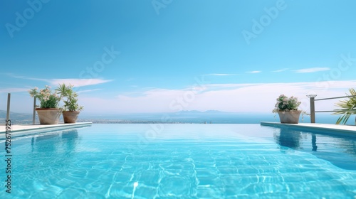Swimming Pool And Terrace Of The Blur Exterior Background © ismodin