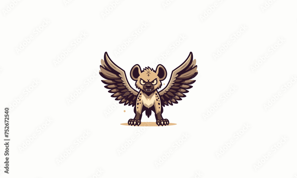 Fototapeta premium hyena angry with wings vector illustration flat design