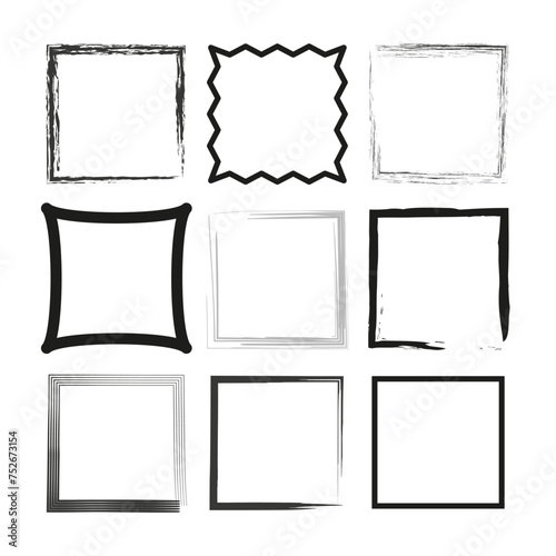 Icon frame set. Variety of square shapes. Gallery display elements. Vector illustration. EPS 10.