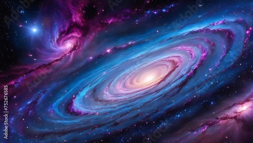 A mesmerizing spiral galaxy with swirling arms of stars and cosmic dust  set against the vastness of space.