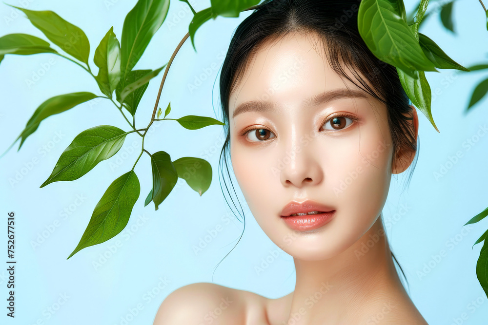 Young beautiful woman with perfect skin face. Cosmetology, beauty and spa concept. Ai generative. Young beautiful woman with perfect skin face. Cosmetology, beauty and spa concept. Ai generative.