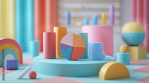 Colorful 3D shapes as a business report.