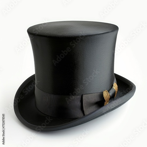 Stylish felt black top hat isolated on a white background, Generative AI  photo