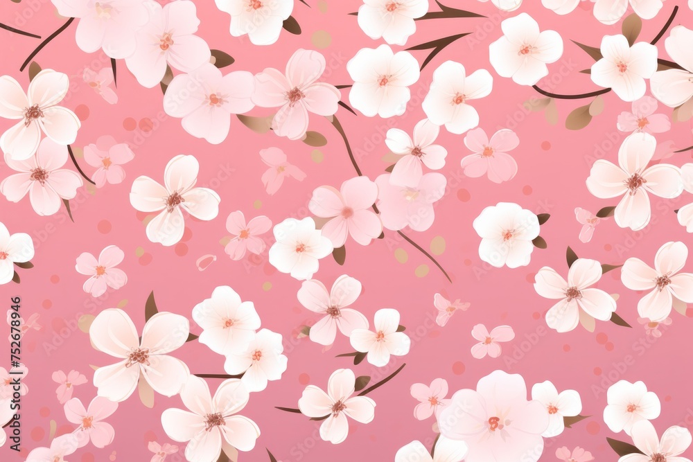Adorn your design with the charm of spring in a flower pattern background, showcasing a variety of blossoms in full bloom, Generative AI