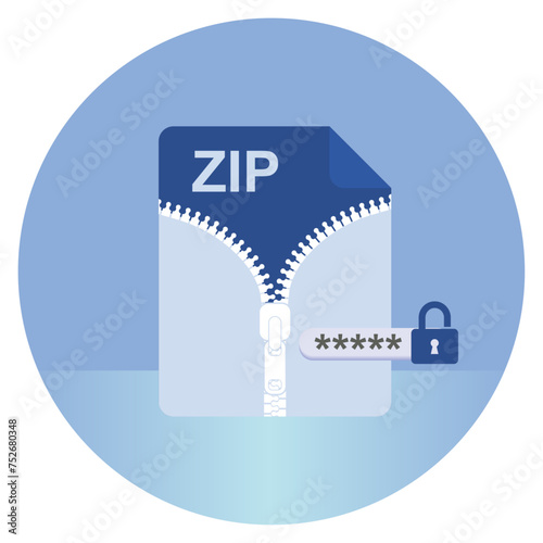 ZIP file folder icon. Zipped compressed file and folder. Archive document type. Modern flat design graphic illustration. Vector ZIP icon