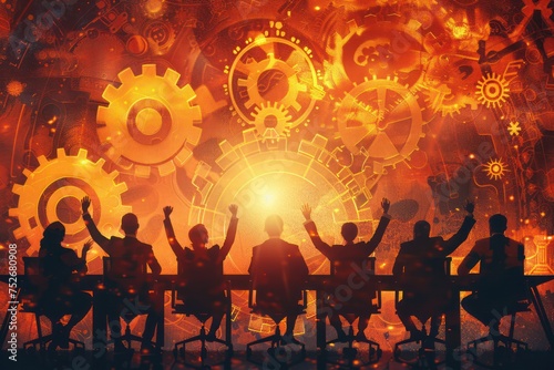 Teamwork Power Successful Meeting Workplace Concept ,copy space