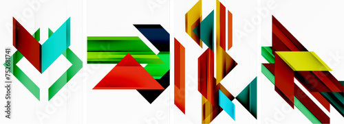Triangle poster abstract background set for wallpaper, business card, cover, poster, banner, brochure, header, website